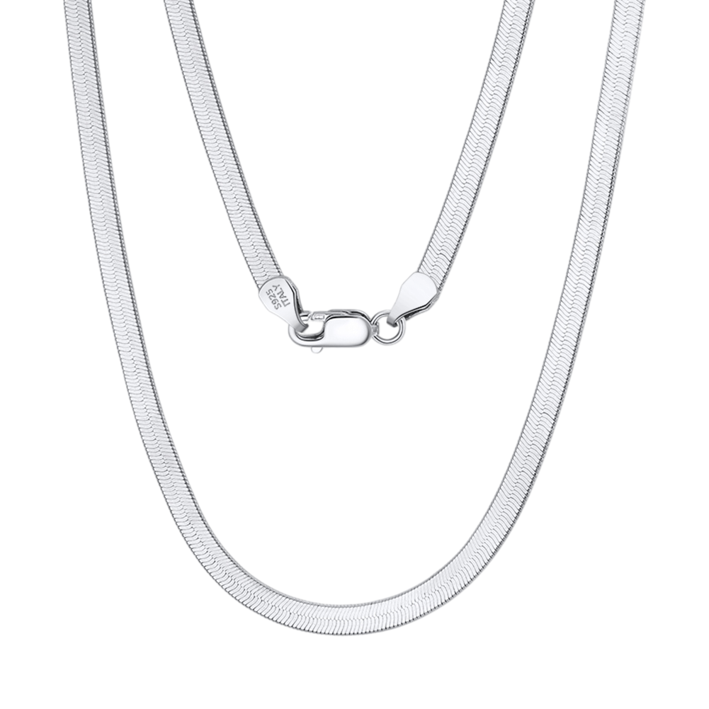 925 Sterling Silver Elegant Herringbone Chain Necklace with Secure Lobster Clasp