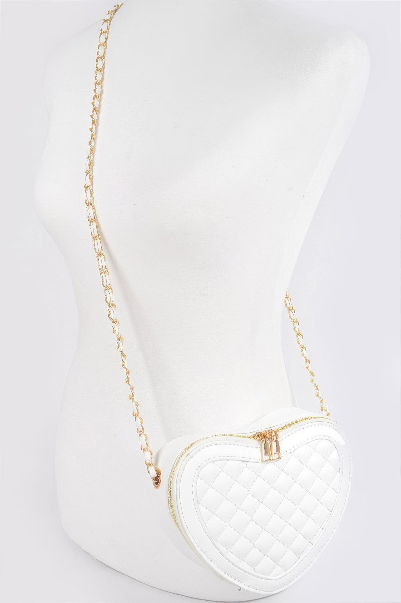 Quilted Heart Shape Crossbody Bag